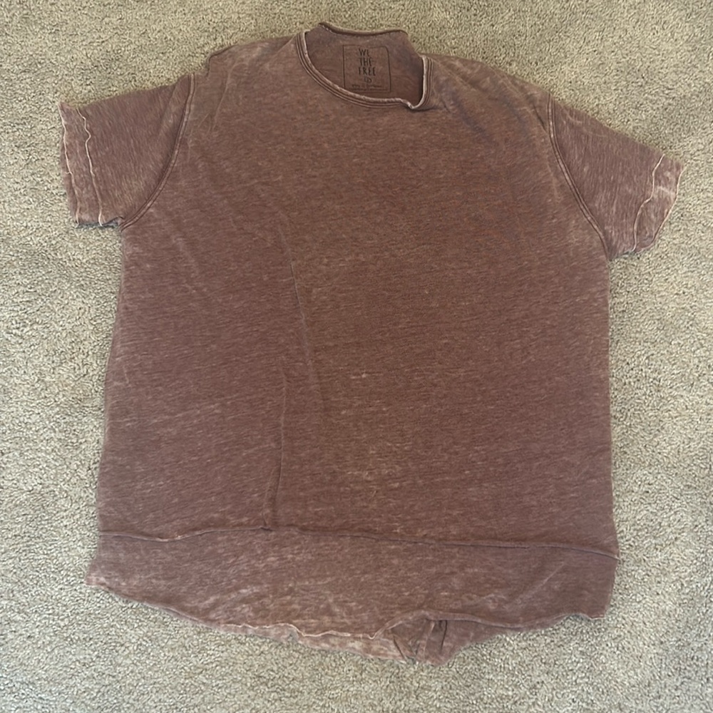 Free people T-shirt maroon acid wash super soft layered look